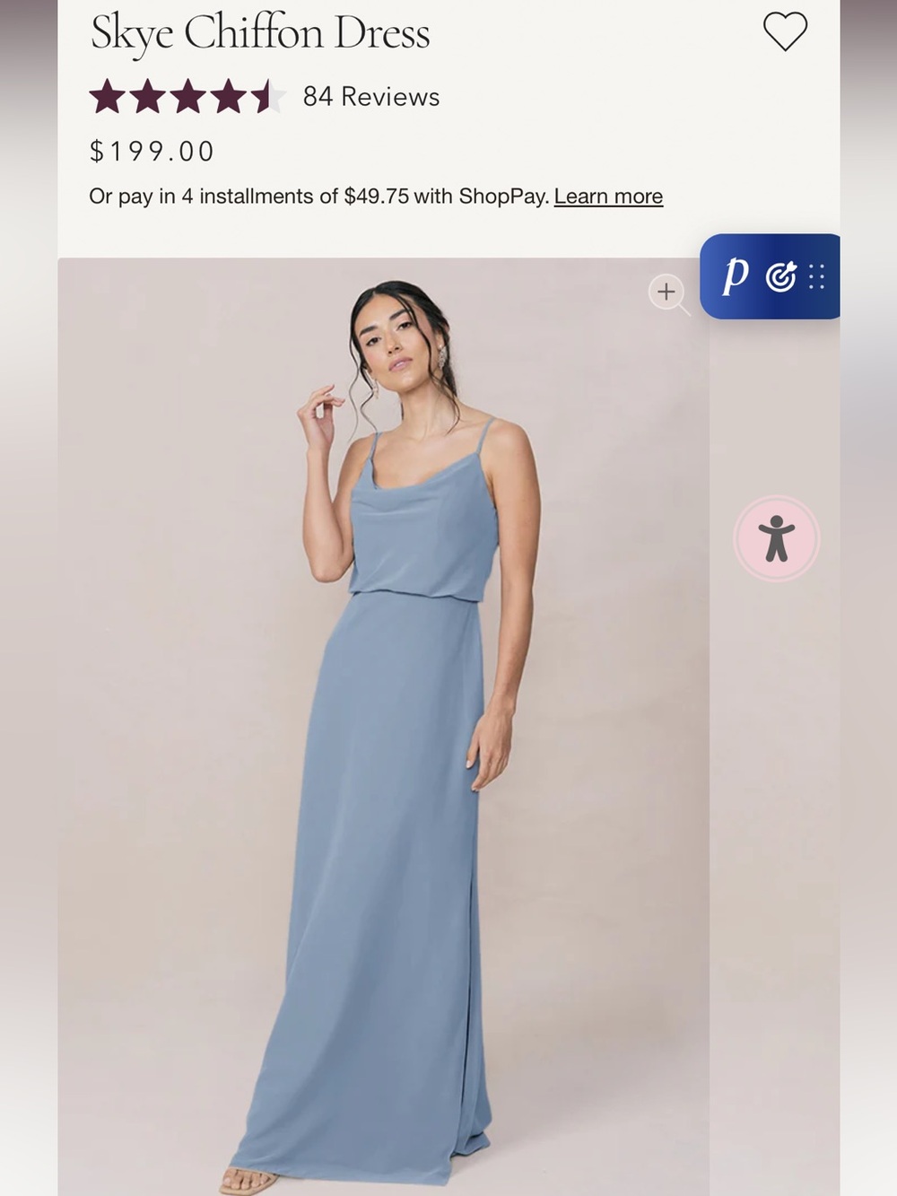 Revelry Skye Chiffon Dress in Dusty Blue